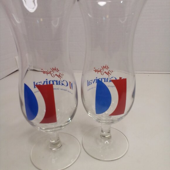 Vintage Carnival Cruise Line Cocktail Wine Glass Lot of 2 The Fun Ships 8" - Picture 8 of 9